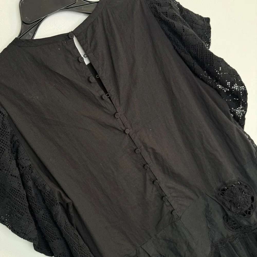 C30 Free People Place Nationale La Tourrache Lace Puff‎ Sleeve Embroidered Dress